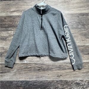 Calvin Klein Gray Cropped Boxy Relaxed Sweatshirt